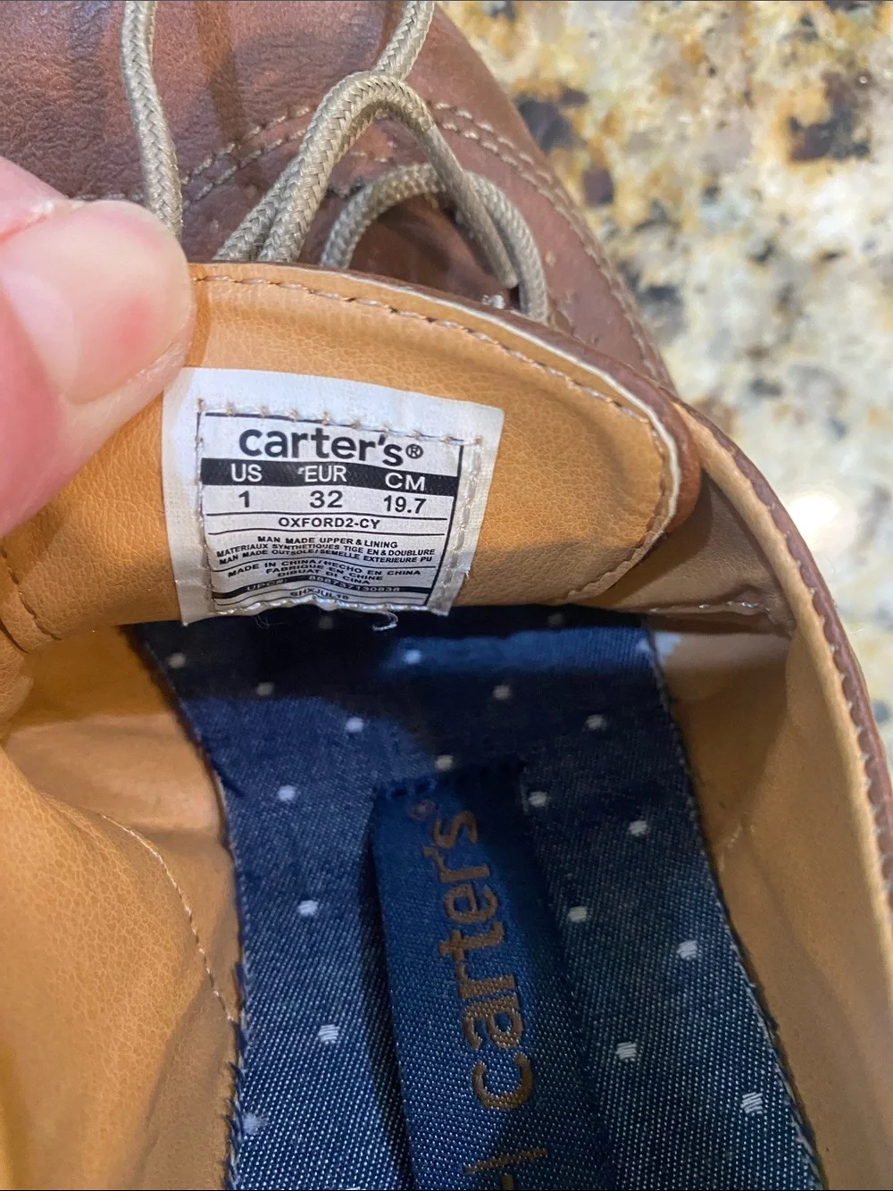 Carter's Brown Leather-Look Kids Wingtip Dress Shoes